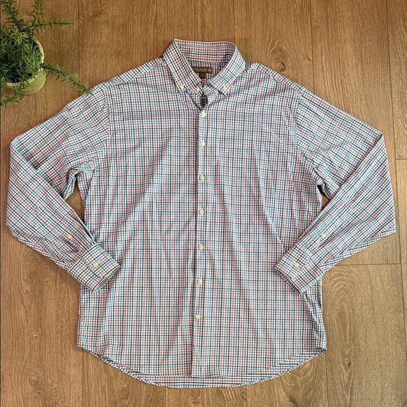 PETER MILLAR SUMMER COMFORT SUPER LIGHTWEIGHT CASUAL PLAID BUTTON DOWN SIZE XL - Picture 1 of 5